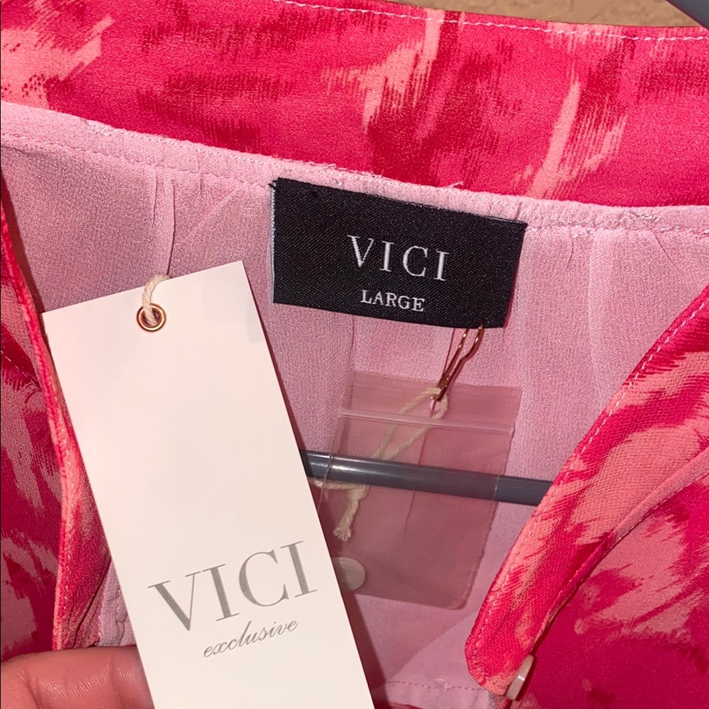 Vici Pink Patterned Button Down Top - image 4